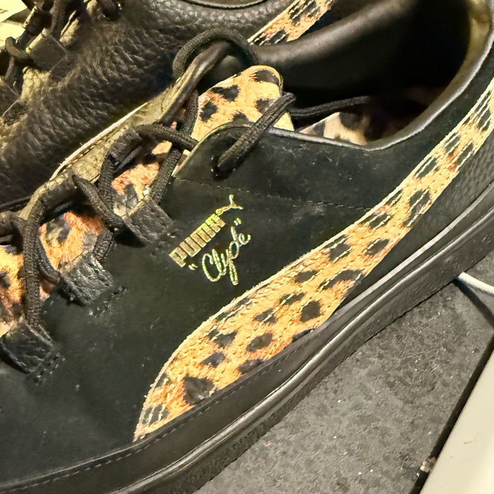 Puma Clyde Black and Leopard Men's Sneakers